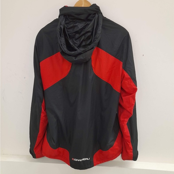 Men's Louis Garneau Red/Black Zip-Up Stretch Enerblock Cycling Jacket Medium - Picture 2 of 5